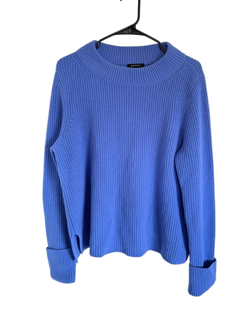 Lafayette 148 Wool & Cashmere Blue Knit Crewneck Sweater